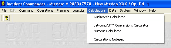 Calculations Menu
